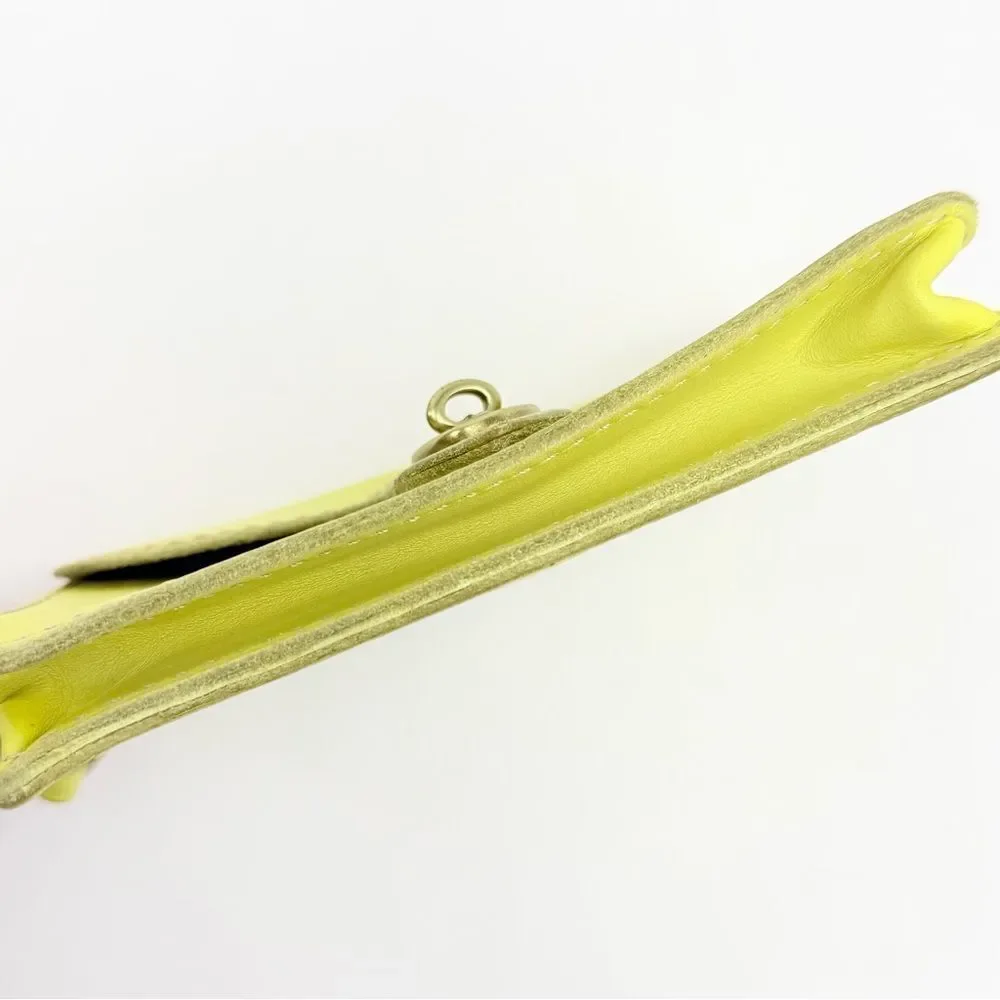 Fossil AUSTIN Yellow Cowhide Leather Turnkey Clasp Mini Wristlet Wallet